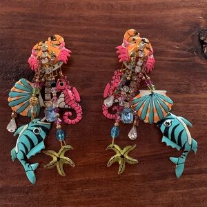 Vintage Lunch At The Ritz “Fish Glitz” Clip On Earrings